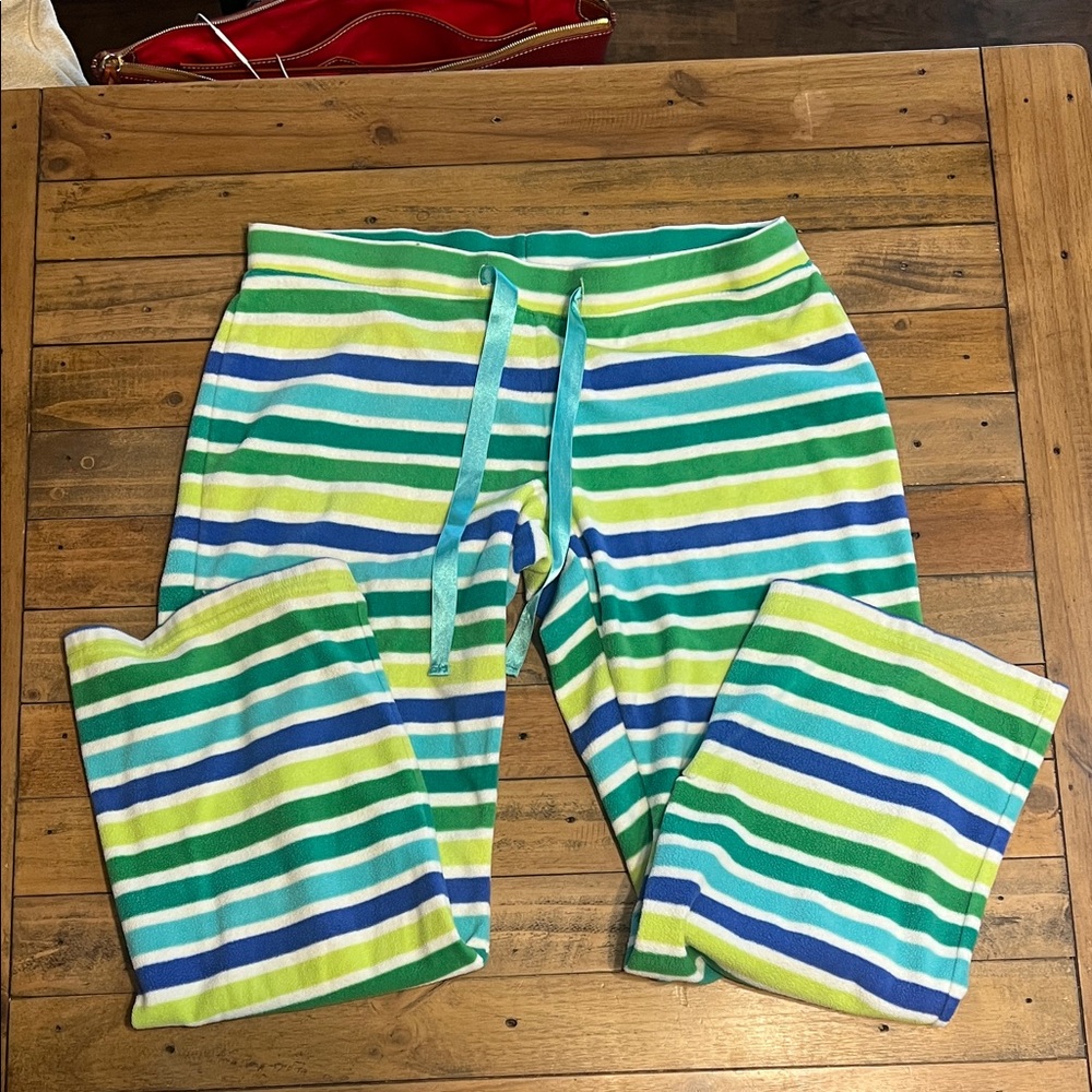 Old Navy women’s Pajama Bottoms - Green, Blue, Yellow Stripes